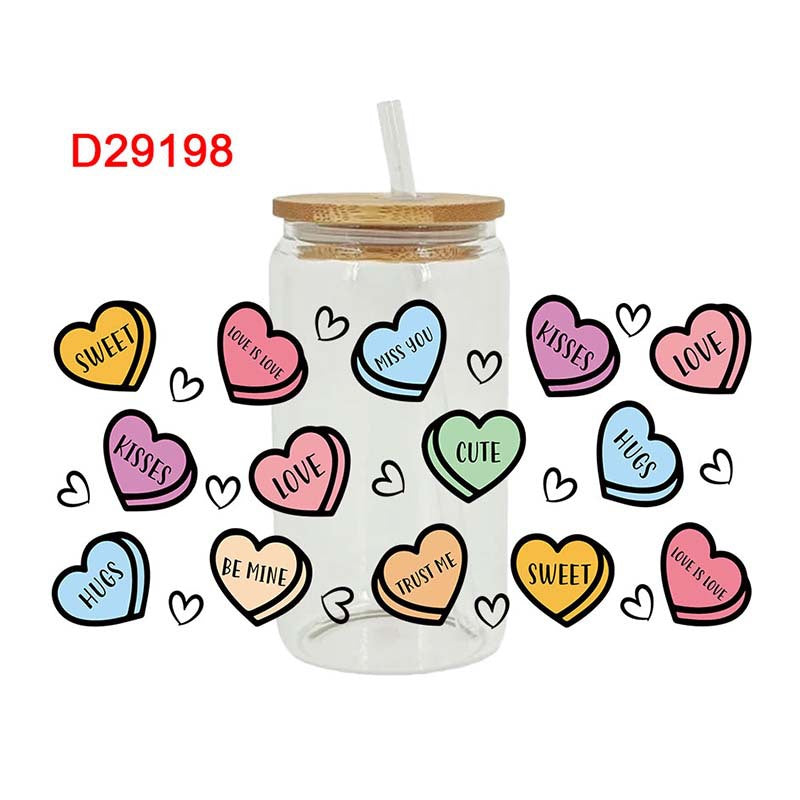 Wholesale Cute Pink Cartoon The Loving Ghost 16oz Cup UV DTF Wraps