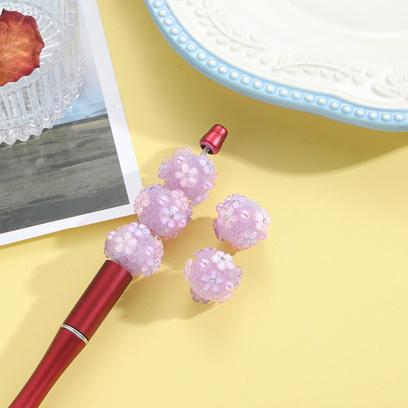 Wholesale 10pcs Heavy Industry Patch Drilling Flower Ball Straight Pole Bead