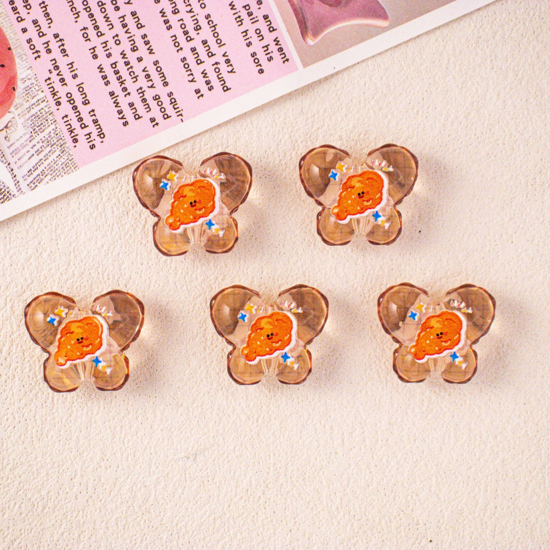 Wholesale 10pcs Cartoon hamburger cake acrylic beads,  semi-transparent beads,  DIY beadable pen accessories OLY Exclusive