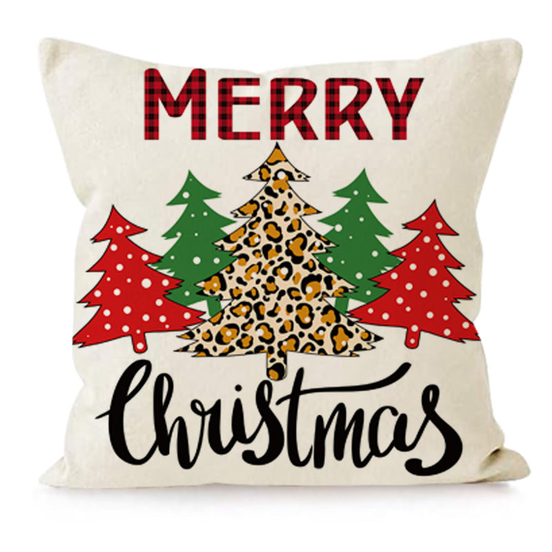 Wholesale New Plaid Christmas Linen Snowflake Letter Print Pillowcase