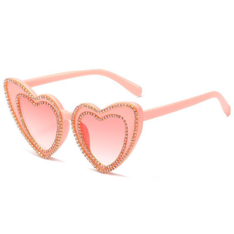 Wholesale Leopard Pattern Love Diamond Set PC Sunglasses