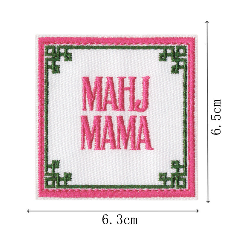 Wholesale Mahjong Embroidered Iron On Patches 9 Piece English Slogan Set For Outerwear DIY Boutique Gift