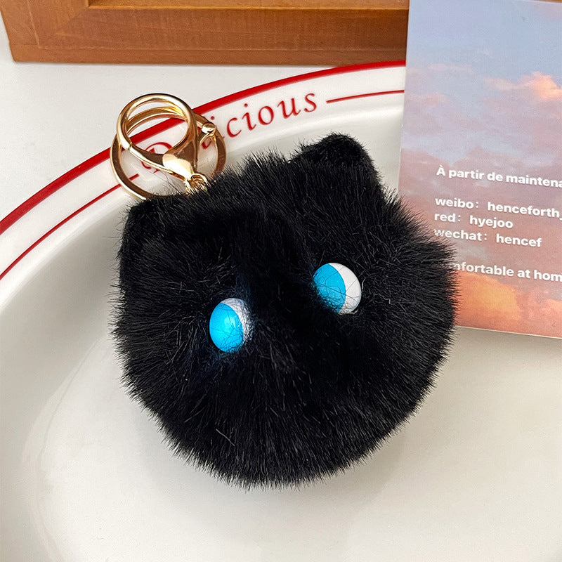 Wholesale Cute Plush Powder Blusher Cat Alloy Keychains
