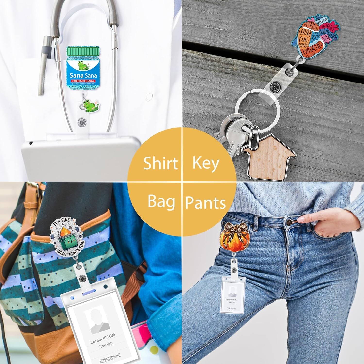 Wholesale Acrylic Nurse Fun Badge Scroll Retractable Badge Reels