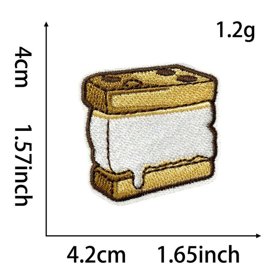 Wholesale Cute Food Embroidered Patch For Clothes Milk Tea Cake Snack Applique Fashion Accessory For DIY Decor