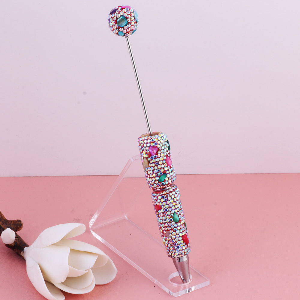 Wholesale selling colorful gem diamond beaded pen exotic shell diamond decorative beaded pen diy gift pen