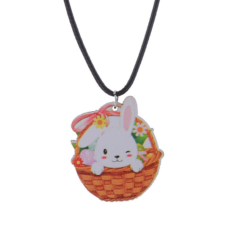 Wholesale Easter rabbit Flower Basket Cute Wood Earrings