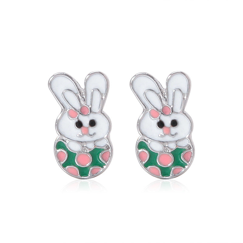 Wholesale 6pcs Easter earrings creative cartoon rabbit chicken Easter egg earrings spring carnival party jewelry