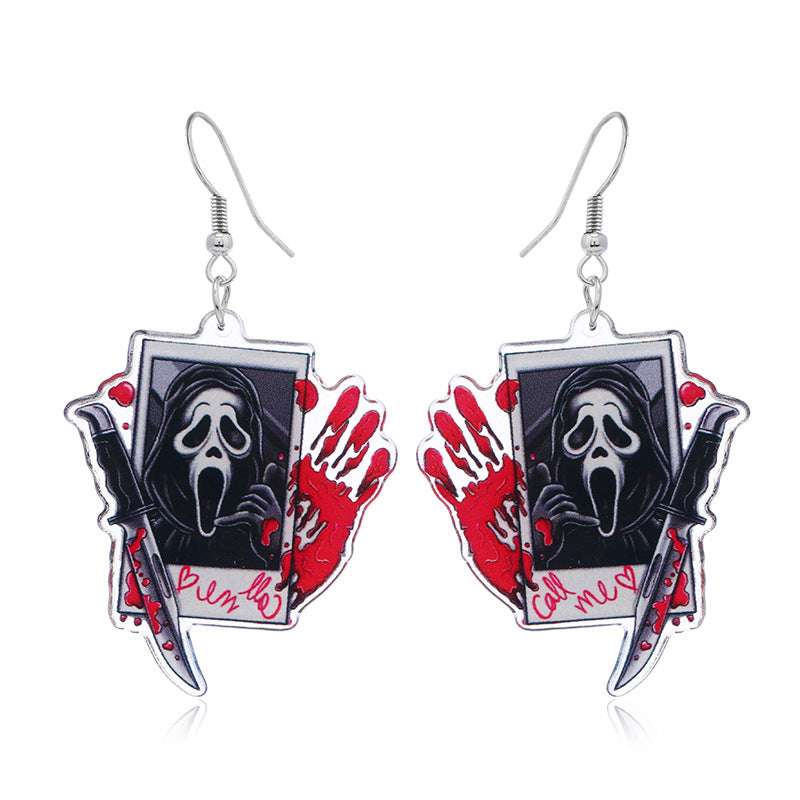 Wholesale  Dark Skull Acrylic Earrings