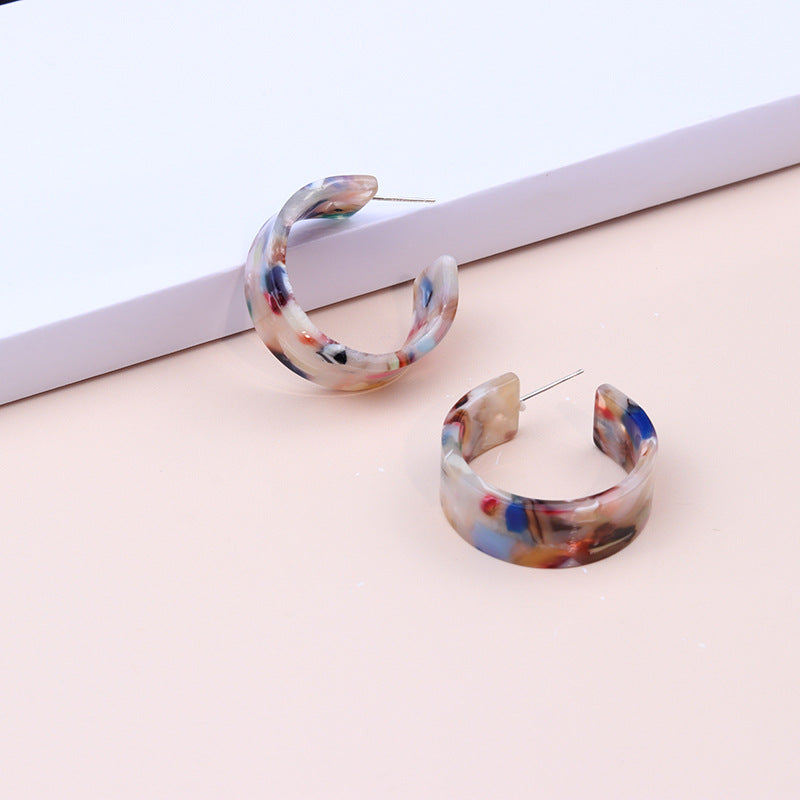 Wholesale Geometric C Circle Acetate Translucent Ripple Earrings