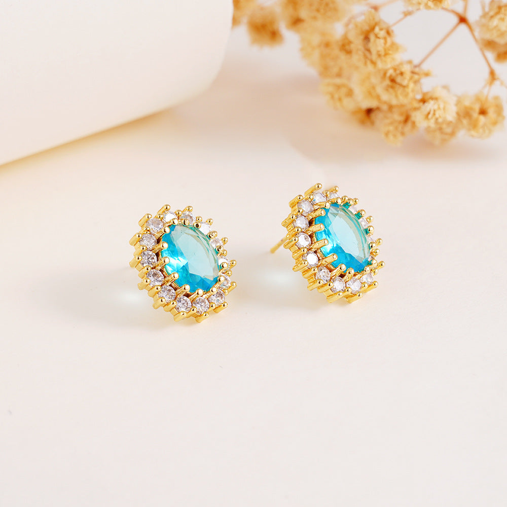 Wholesale Colorful Round Zircon  Luxury Exquisite Stainless Steel Clavicle Necklace