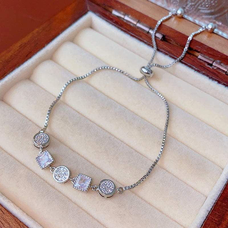 Wholesale Light Luxury Niche Exquisite High-end Pull-out Adjustable Zircon Bracelet