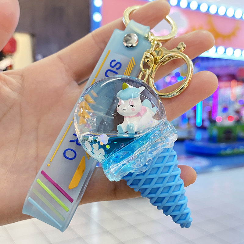 Wholesale Ice Cream Crystal Ball Quicksand Keychain