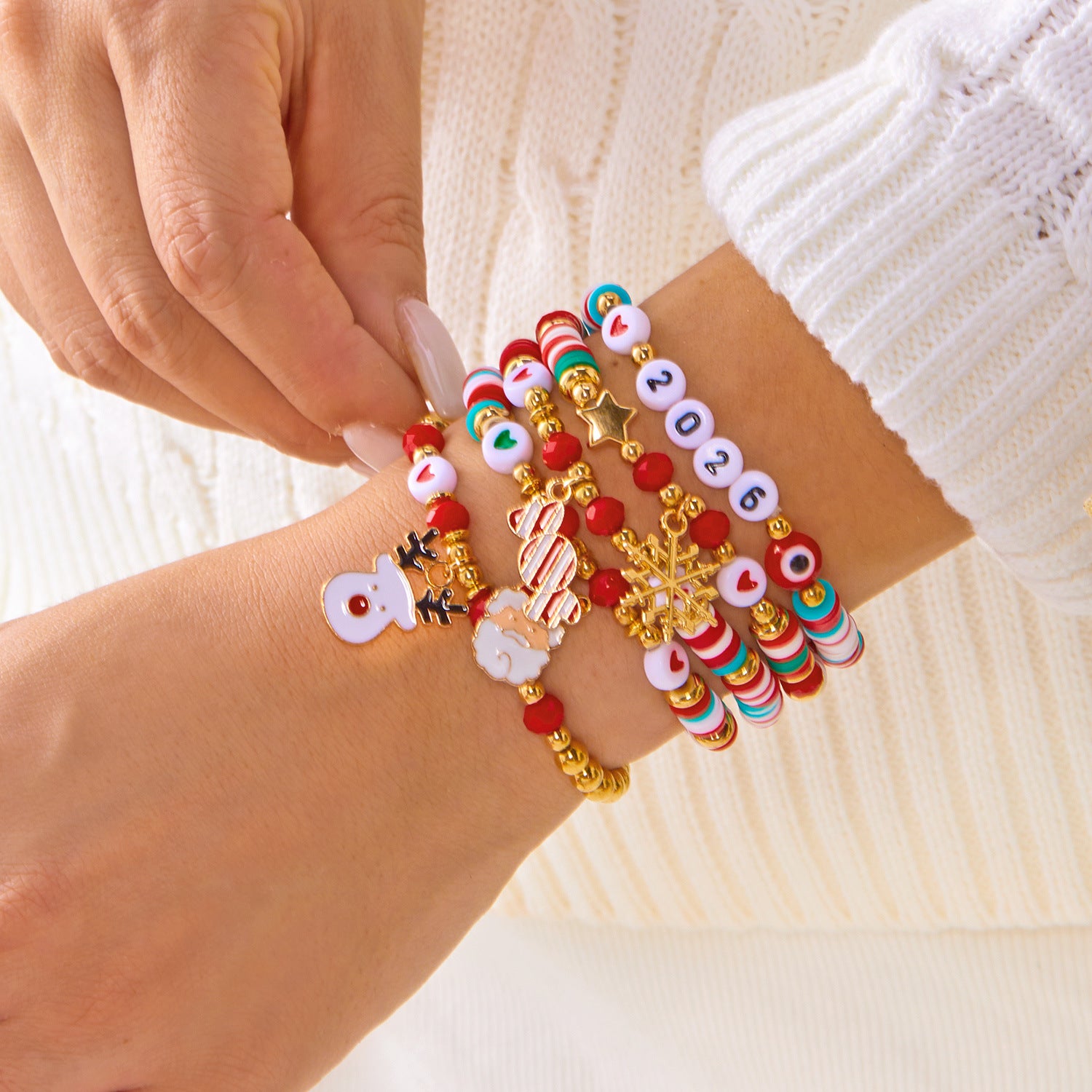 Wholesale Christmas polymer clay crystal Clay Bead bracelet