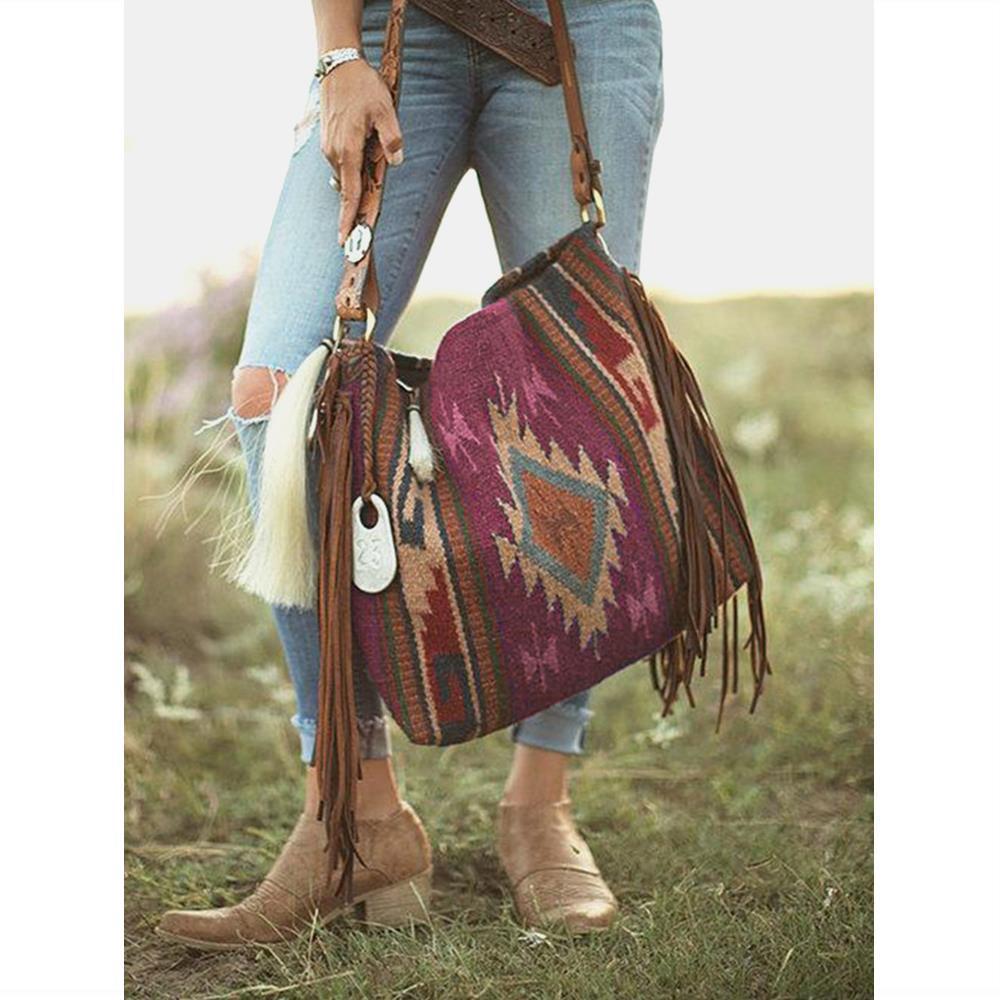 Wholesale Aztec Flowing Cotton and Hemp Canvas Handheld Shoulder Bag