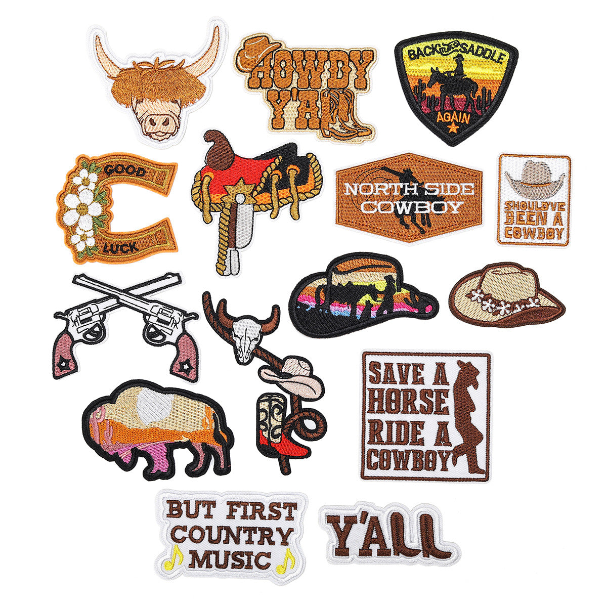 Wholesale Cartoon cloth patch western cowboy hat computer embroidery cloth patch