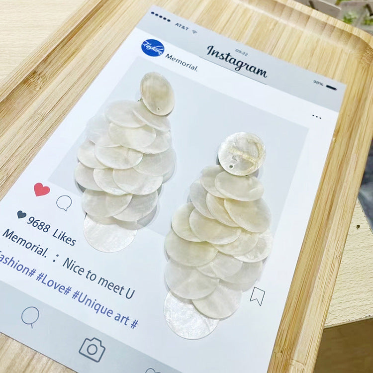 Wholesale Fashion Exaggerated Natural Shell Disc Colorful Earrings