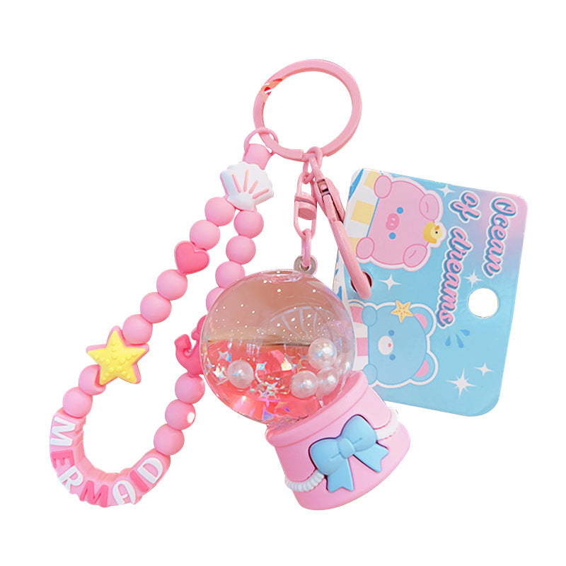 Cadena de llave acrílica de la bola de cristal del océano de sueño al por mayor