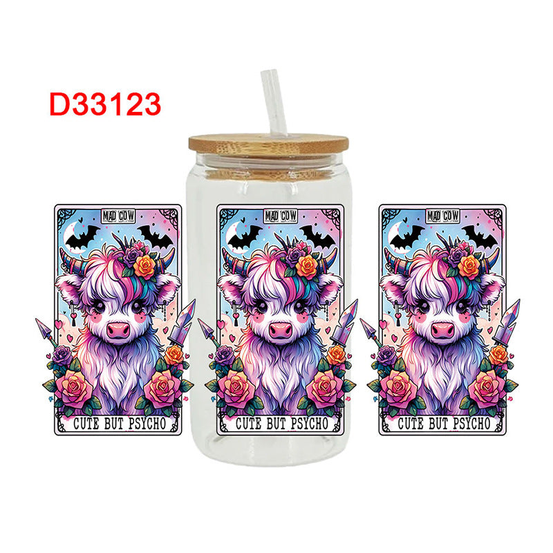 Wholesale Skeleton Bull 16oz Cup UV DTF Wraps