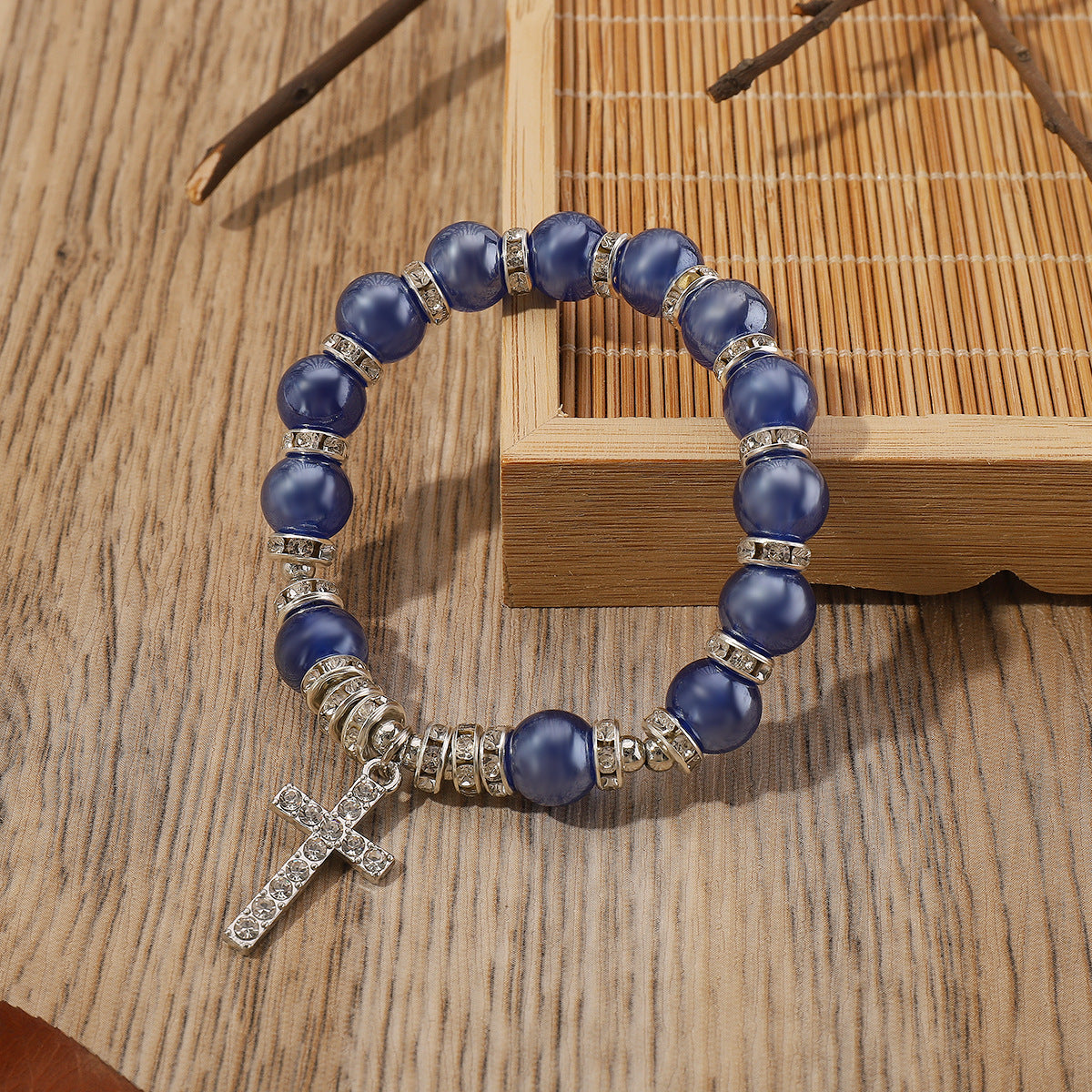 Wholesale Ethnic Style Cross Old Glass Beaded Bracelet