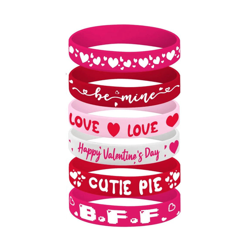 Wholesale 20PCS Valentine's Day Pink Silicone Bracelet