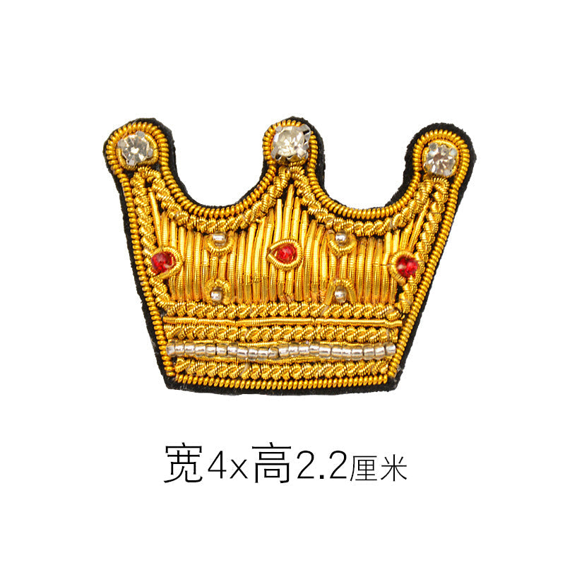 Wholesale 3pcs DIY Hand Embroidered Indian Silk Three-dimensional Crown Cloth Patch Hat Clothing Accessories FS