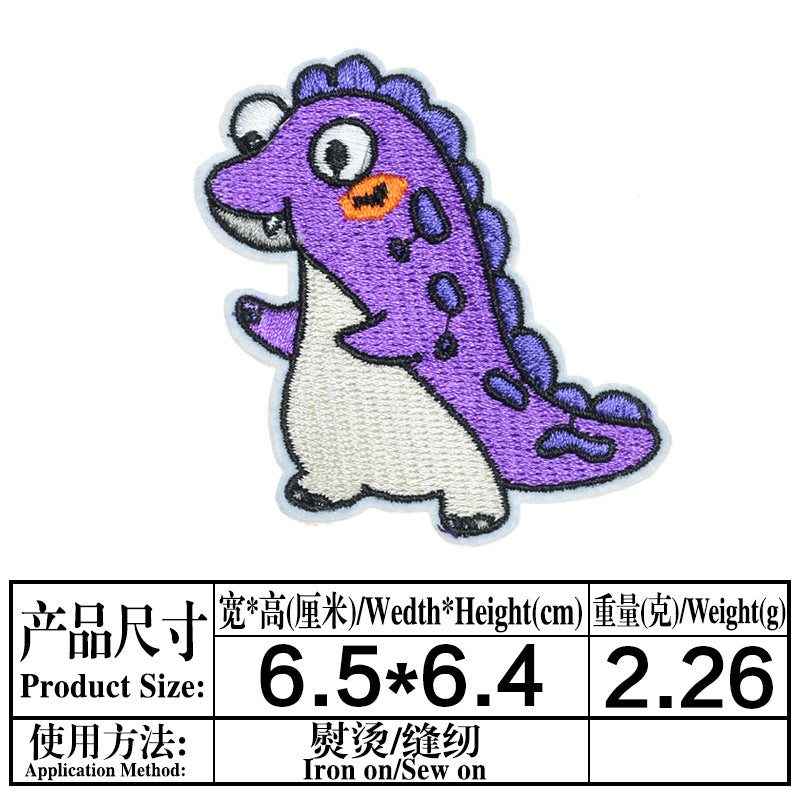 Wholesale Stylish Dinosaur Twill Embroidered Patch Iron On Applique For DIY Clothing And Bag Decoration