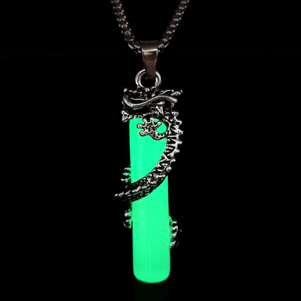 Wholesale Luminous Dragon Pendant Three-dimensional  Cylindrical  Men's Necklace