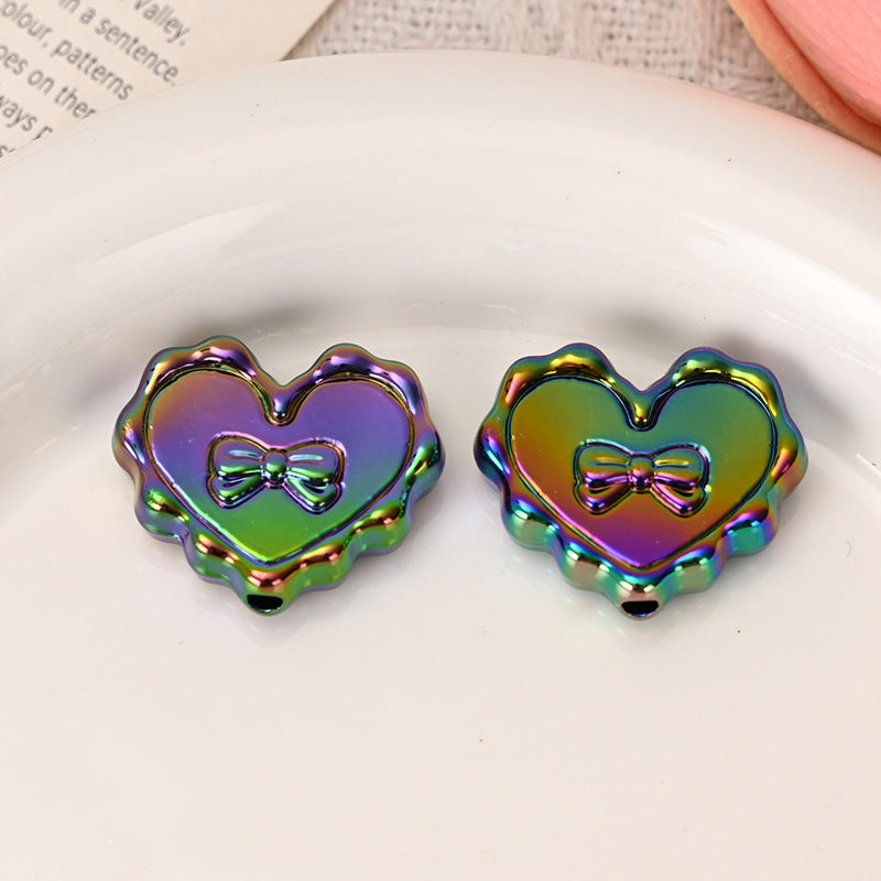 Wholesale  5pcs/pack  Heart-shaped beaded bow   Acrylic Beads