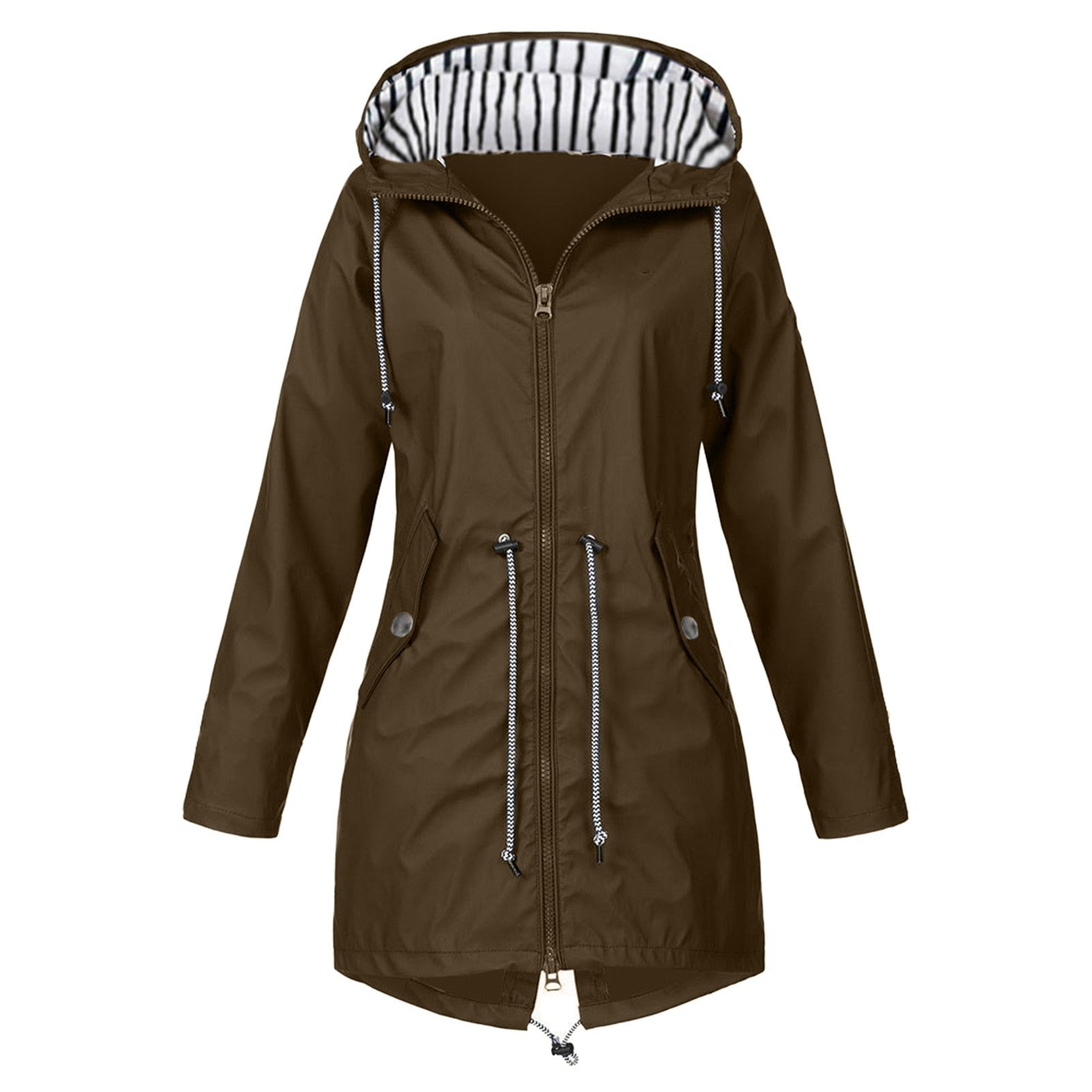 Wholesale Women's Casual Solid Color Outdoor Windproof and Waterproof Jacket Hooded Polyester Coat