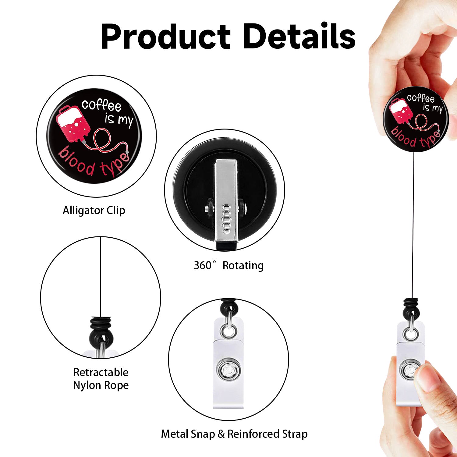Wholesale Badge Reels ABS Epoxy Patch Heart Bottle Syringe Retractable Keychain