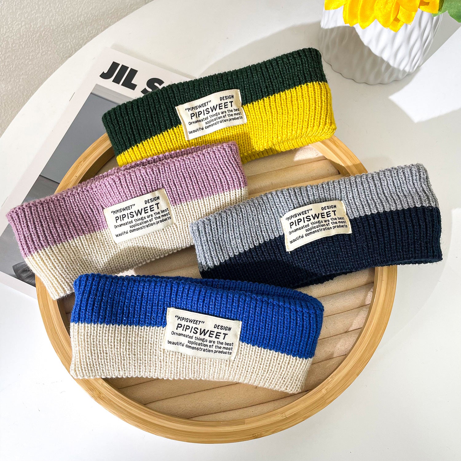 Wholesale 2023 Autumn and Winter Wool Two-color Knitted Headband