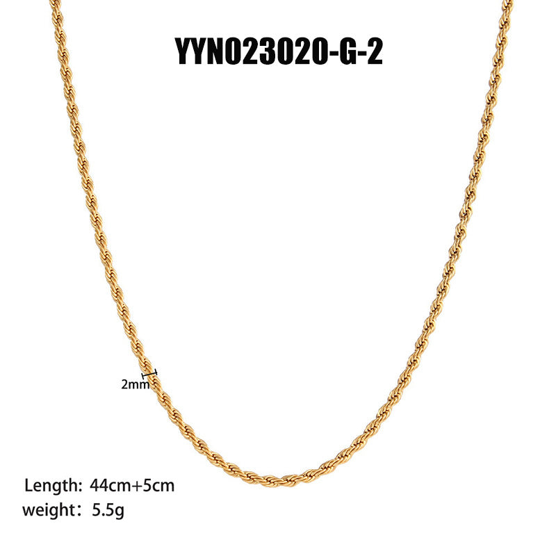 Wholesale 18K Gold Titanium Steel Twisted Ladies Temperament Versatile High-grade Flat Snake Bone Chain Necklaces