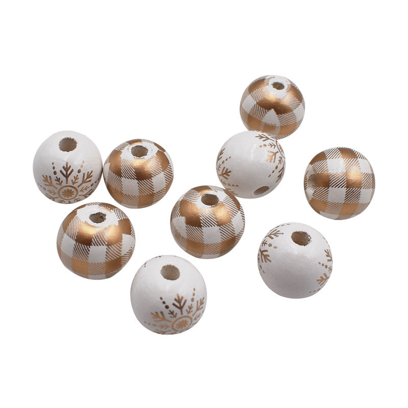 Wholesale  10pcs  Golden Thousand Bird Grid Wood Beads