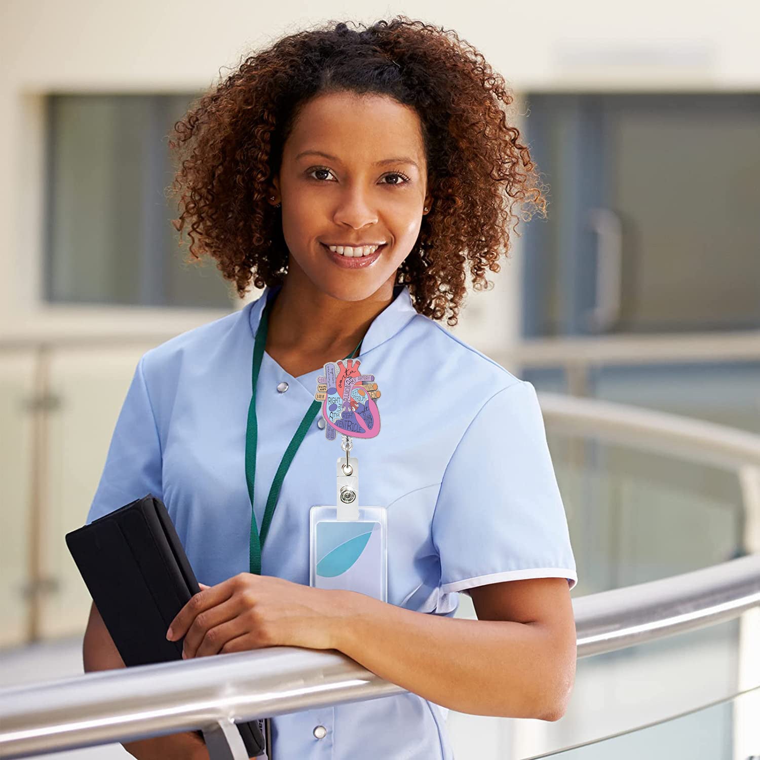 Wholesale Medical acrylic glitter easy-pull retractable clip