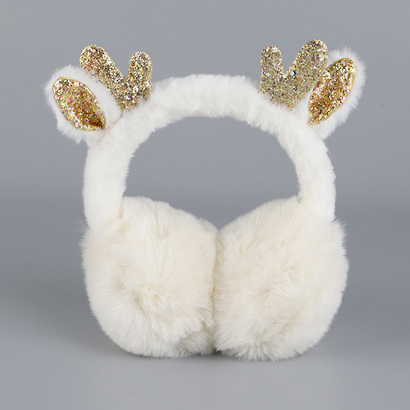 Wholesale Christmas Antlers Foldable Winter Thick Warm Plush Students Go Out To Protect The Cold Ear Warmer