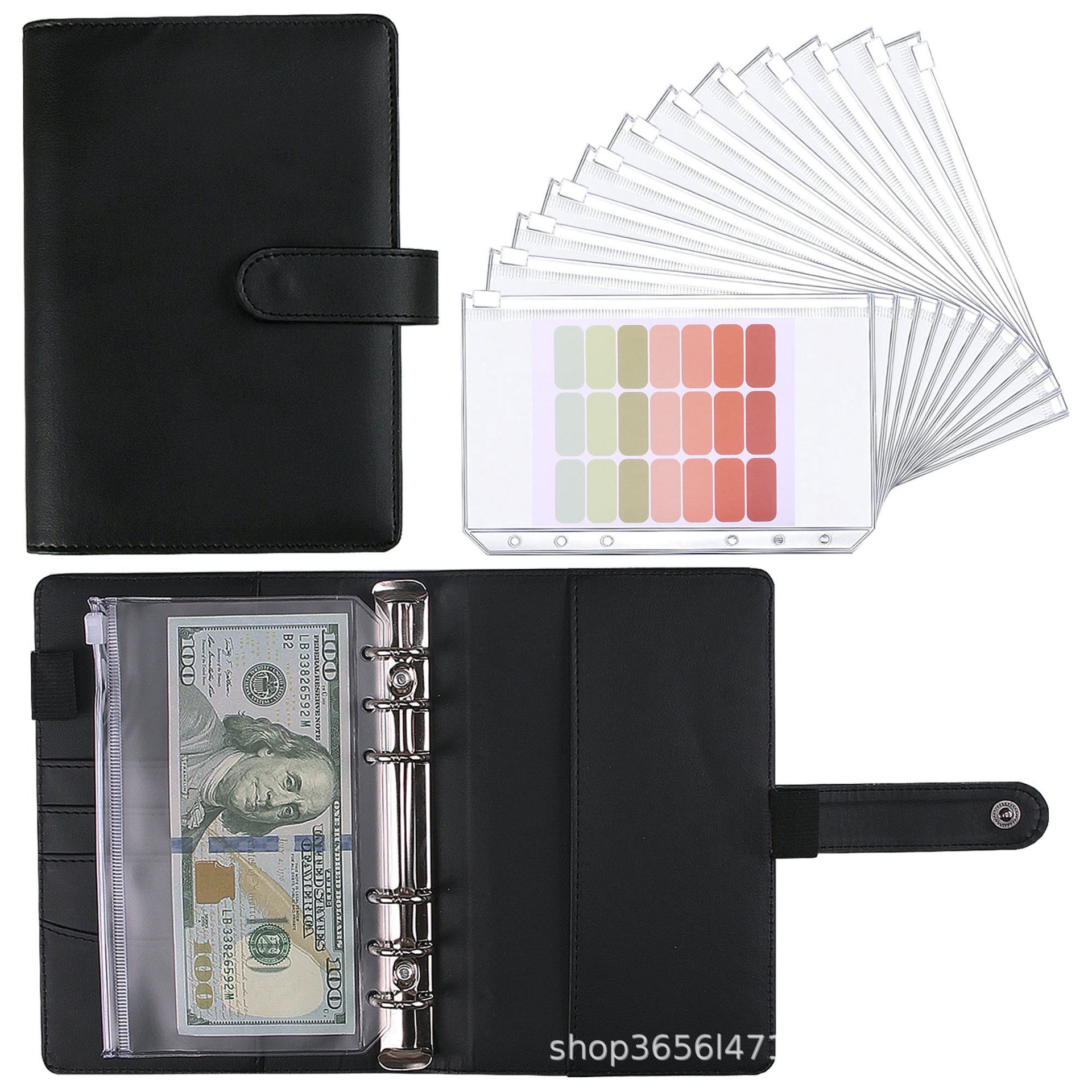 Wholesale A6 Loose Leaf Clip Zipper Bag Macaron Leather PU Notebook