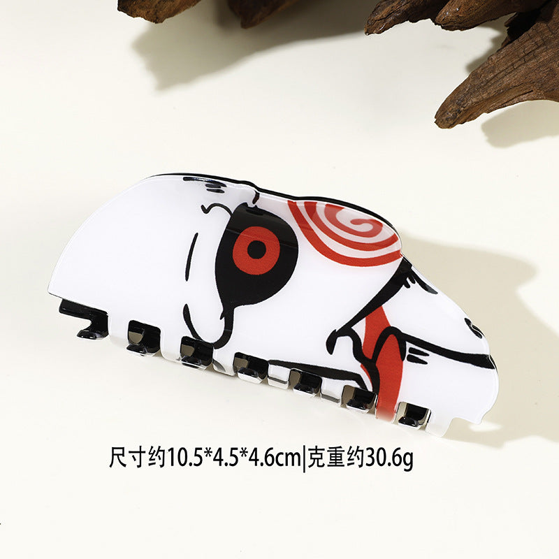 Wholesale Trendy Acrylic  Shark Hair Clip Ghost Face Clown Design Boutique Resale Accessory