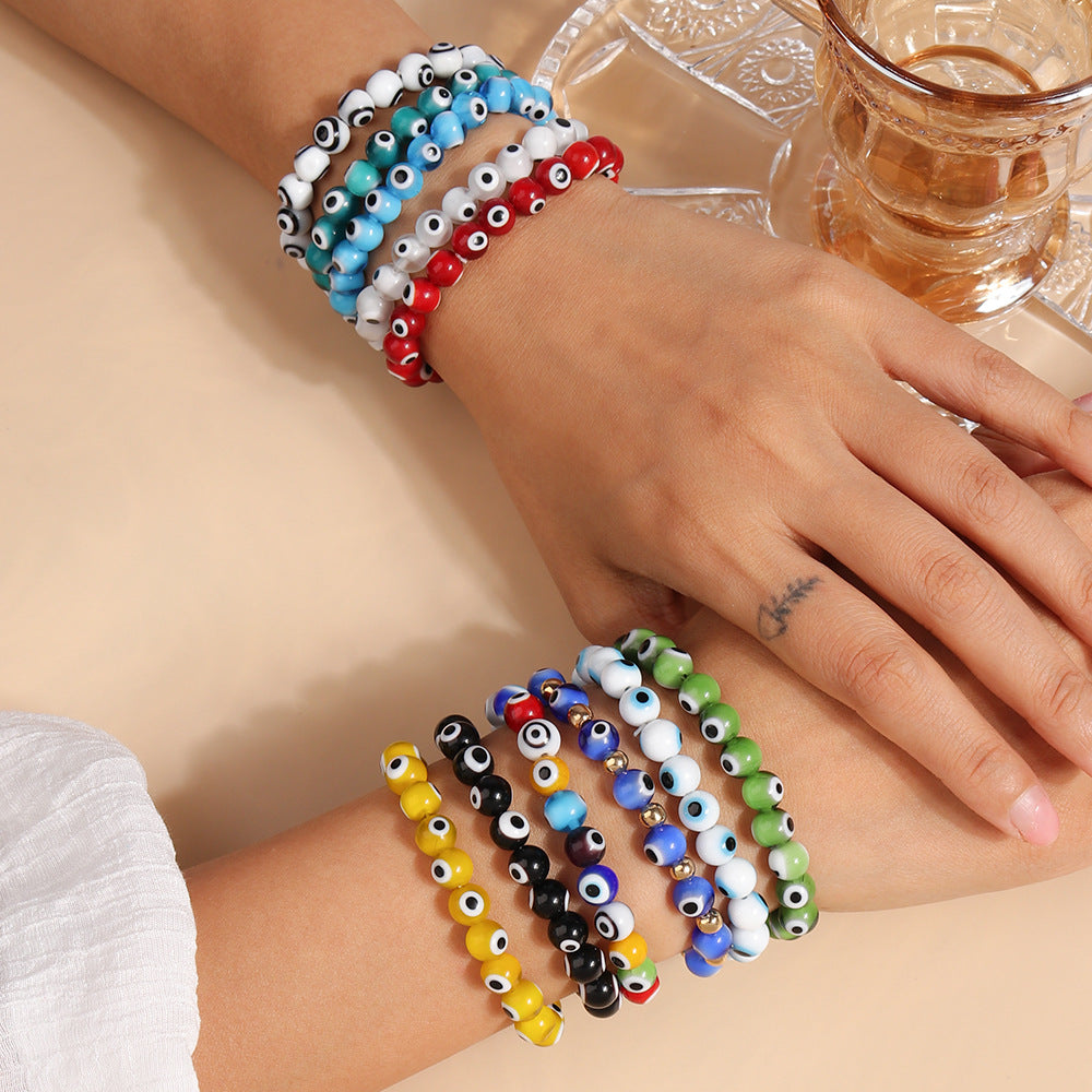 Wholesale Devil Eye Color Beads Resin Bracelet