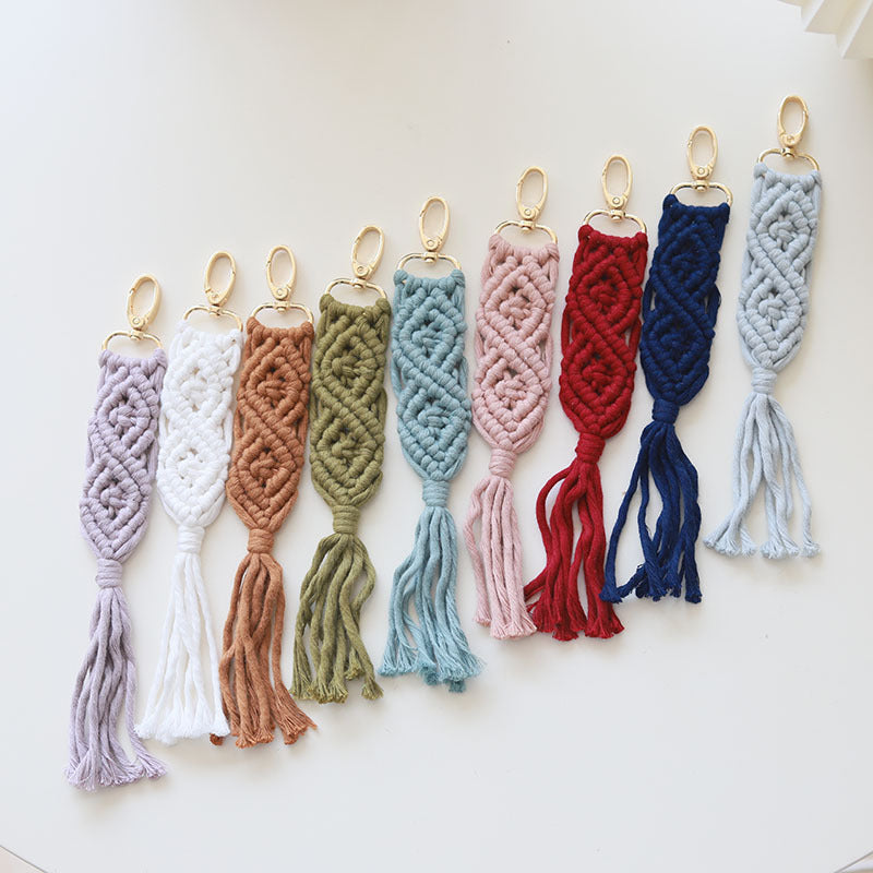 Wholesale Handwoven Cotton Rope Tassel Keychain