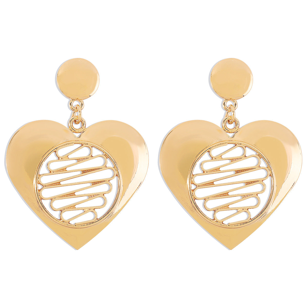 Wholesale Hollow Heart Exaggerated Metal Pendant Necklace