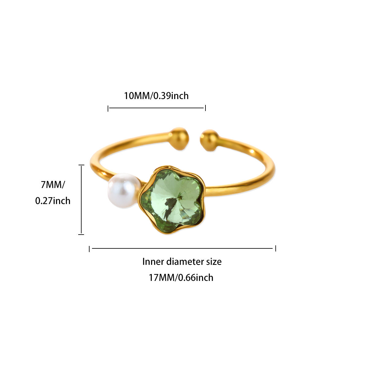 Wholesale Luxury Zircon Pearl Heart-Shaped Adjustable Opening Ring