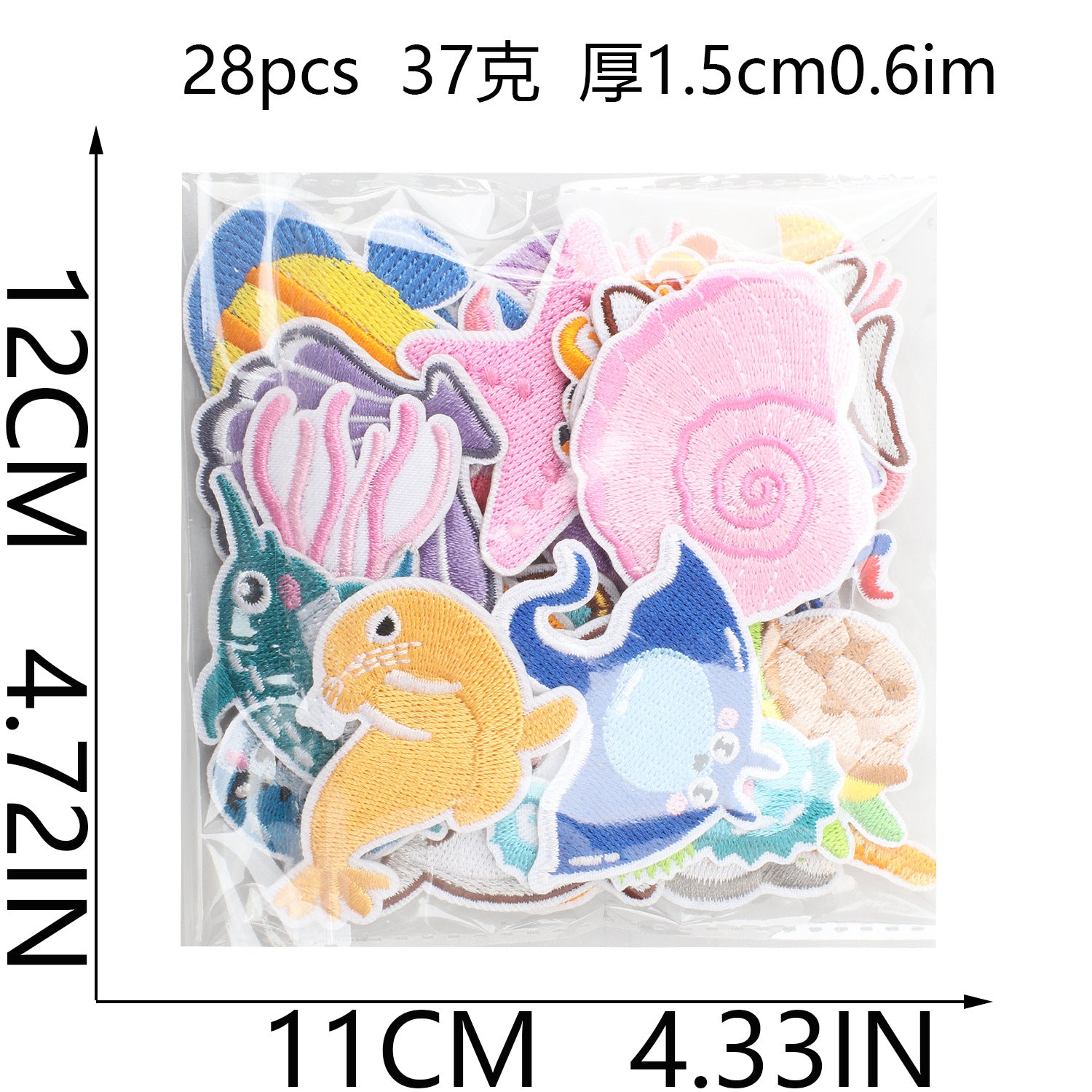 Wholesale Trendy Ocean Party Embroidered Patches For Kids Clothing Cartoon Shark Dolphin Fashion Accessory