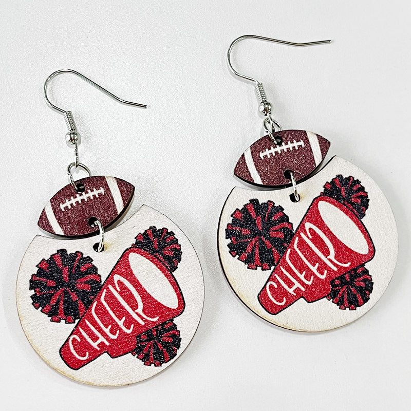 Wholesale 2pairs/pack Football Cheerleading Multicolor Baseball Earrings