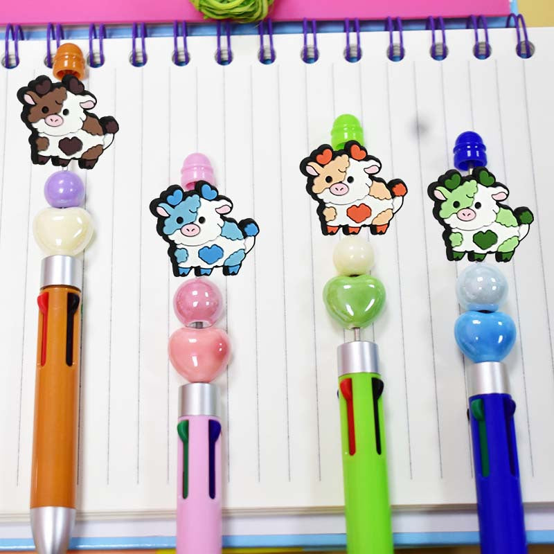 Wholesale Random100pcs Cartoon Calf Beads Pvc Soft Glue Patch Rice DIY Focal Beads
