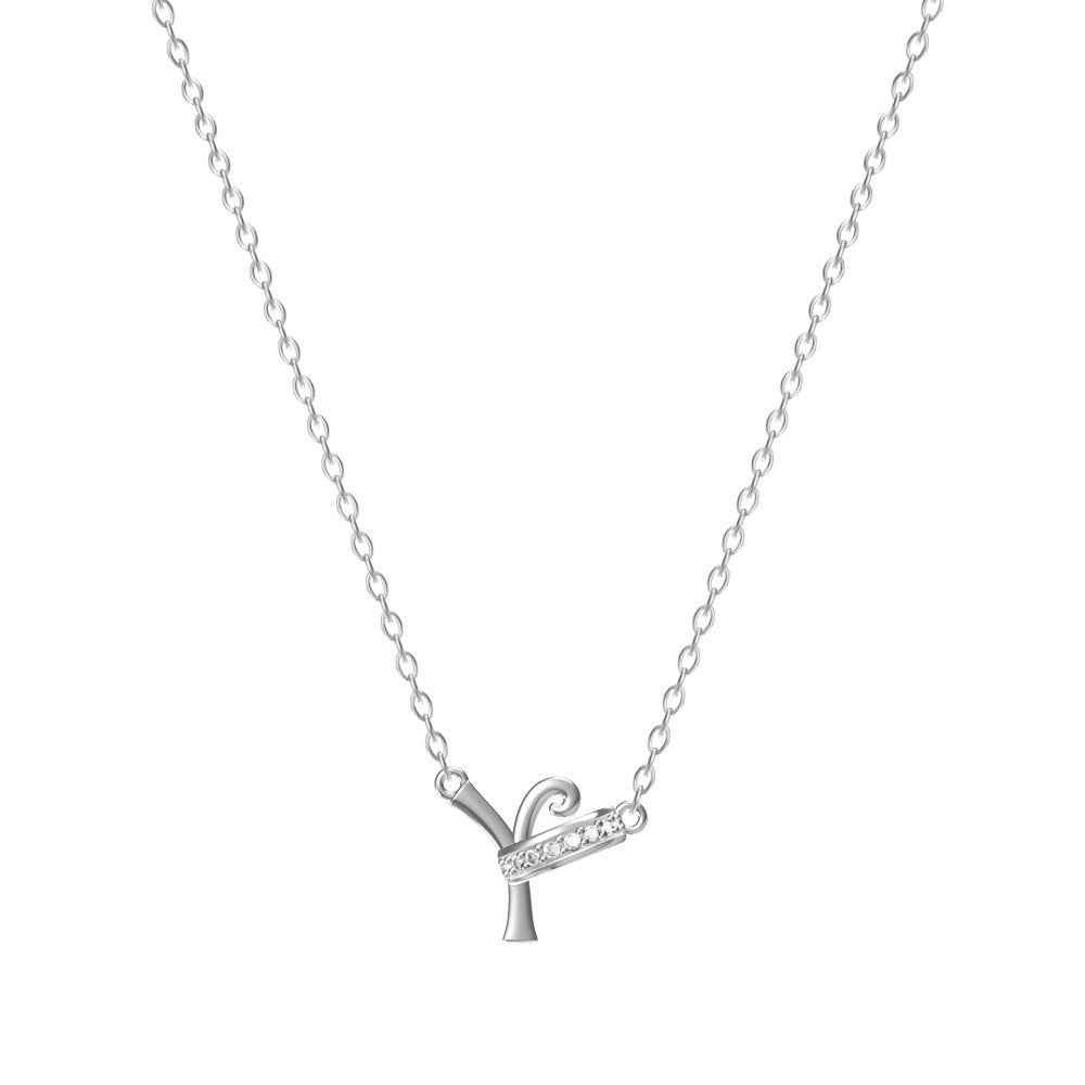 Wholesale 26 letter titanium steel necklace with diamonds