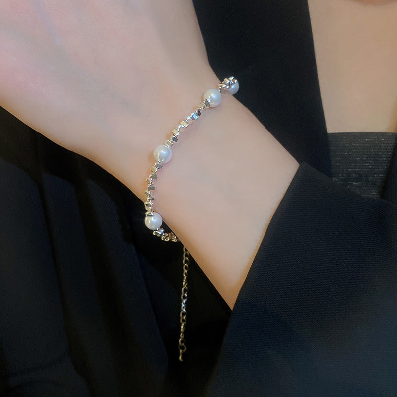 Wholesale Pearl Silver Fashion Bracelet Necklace Set