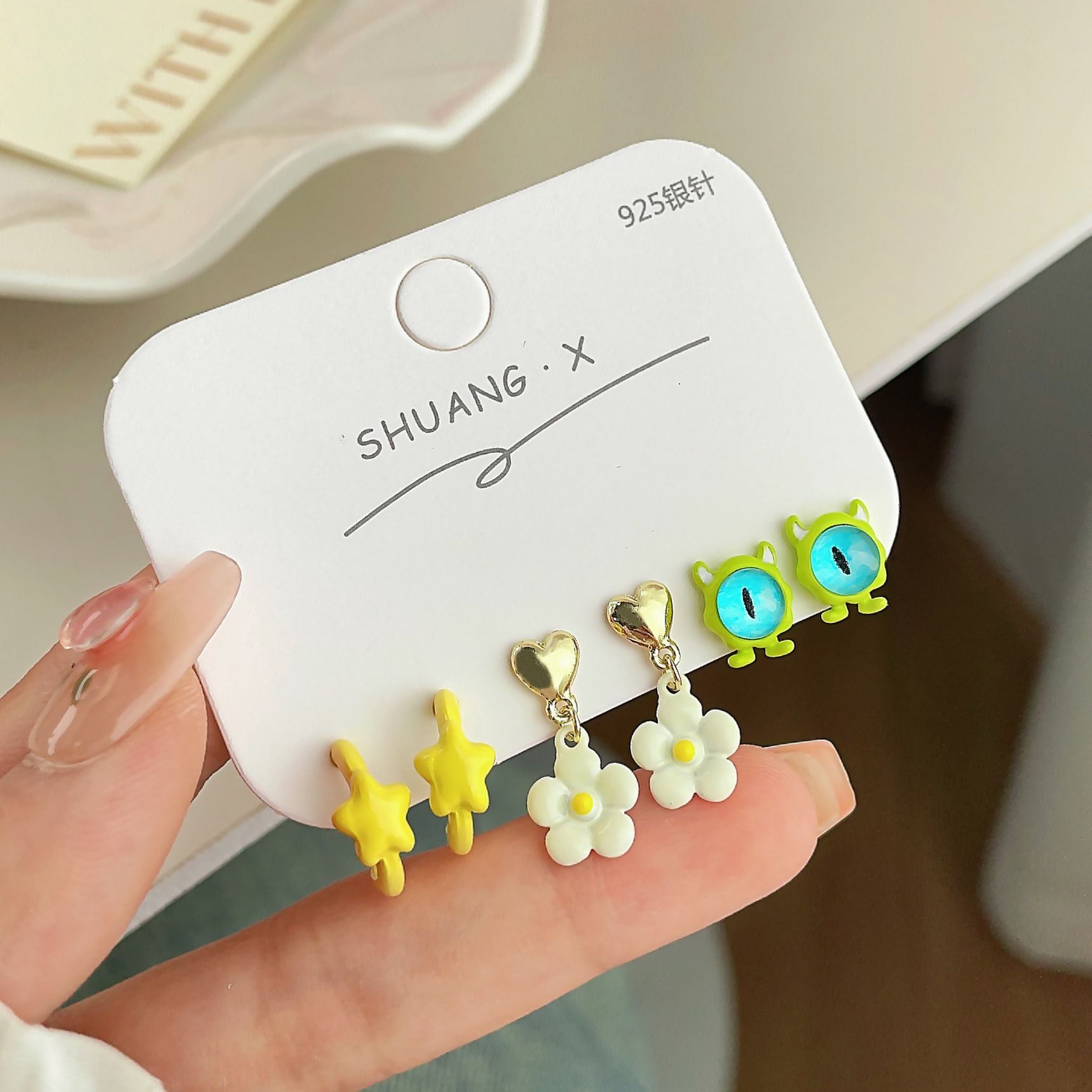 Wholesale Colorful Cute Little Monster Alloy Earrings