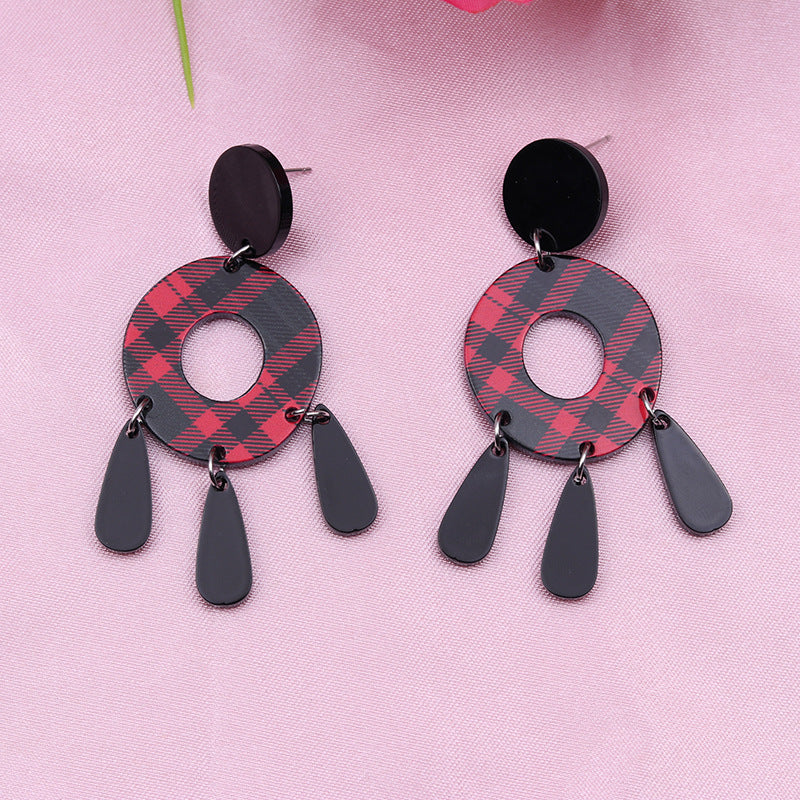 Wholesale Bohemian Style Splicing Hollow Acrylic Earrings