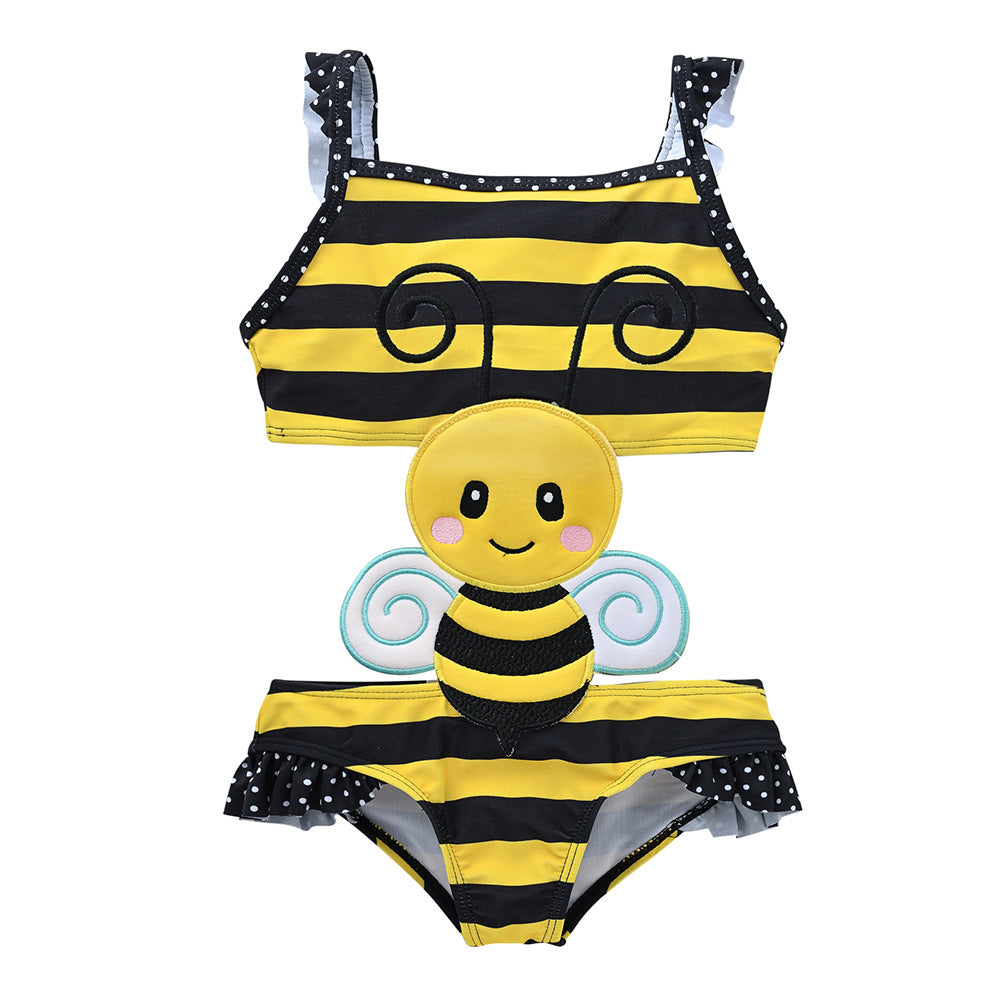 Wholesale Children's swimsuit one-piece girls cartoon swimsuit girls medium and large children quick-drying triangle hot spring swimsuit